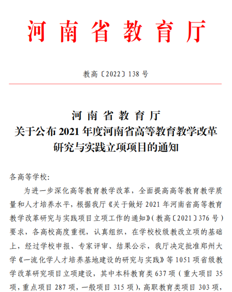 洛阳科技职业学院五个项目获批 2021年度河南省高等教育教学改革研究与实践项目 洛阳科技职业学院五个项目获批 2021年度河南省高等教育教学改革研究与实践项目